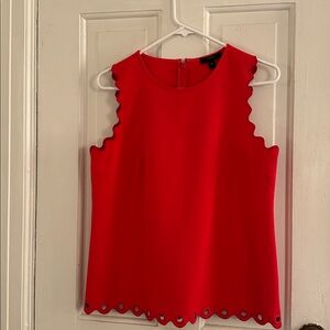 J. Crew Bright Red Scalloped Tank Top